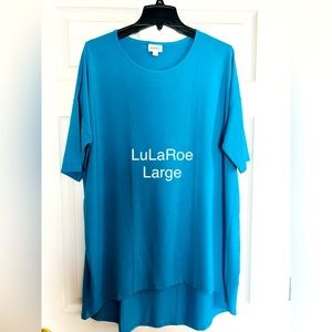 LuLaRoe SS Turquoise Silk Blouse - Large